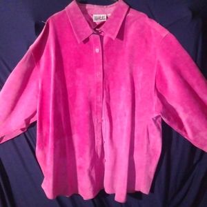 Pink, BillBlass Woman Jeans Jacket. Size: 3X